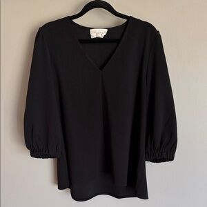 Pomander Place Black V-Neck Blouse size large